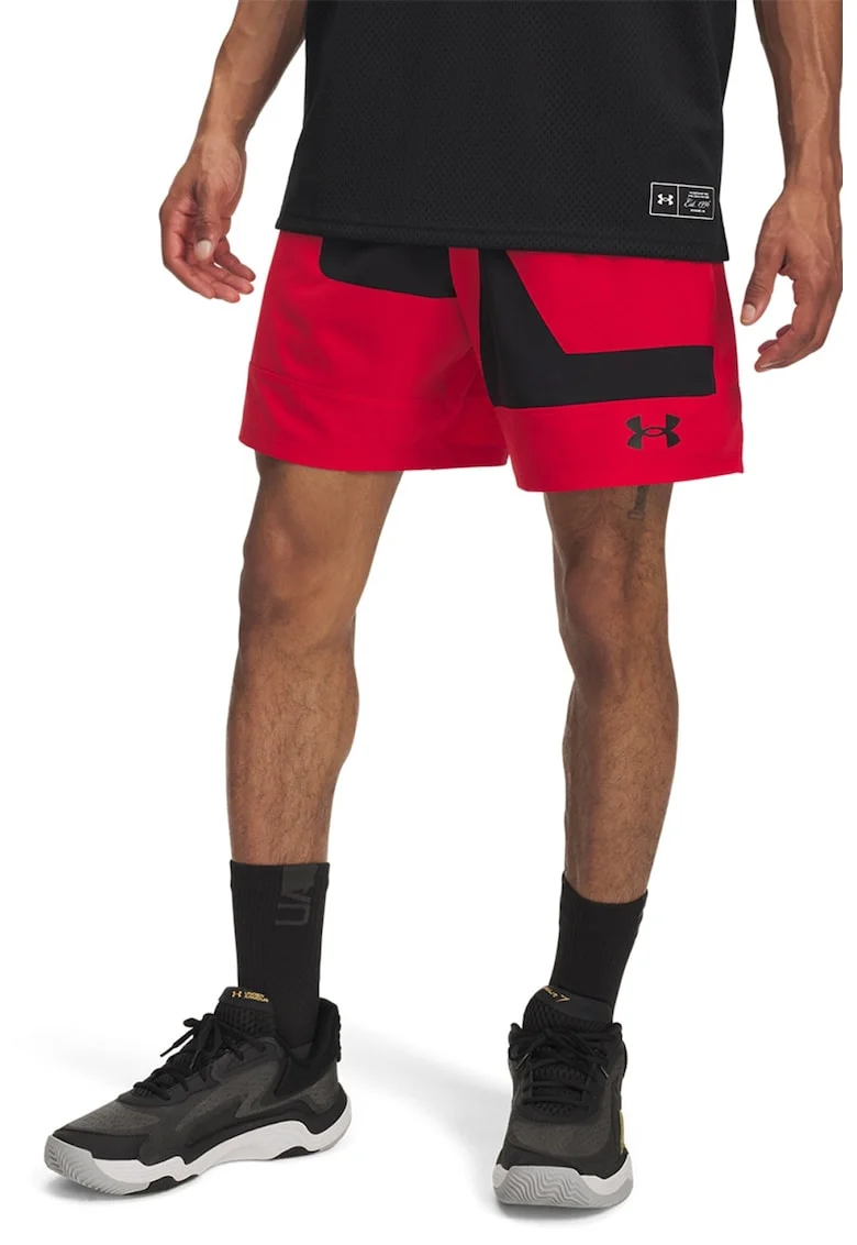 Pantaloni scurti cu model, pentru baschet Zone 7, Rosu/Negru