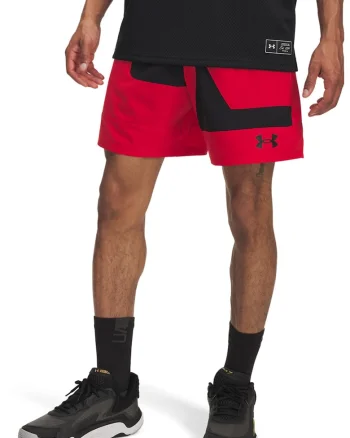 Pantaloni scurti cu model, pentru baschet Zone 7, Rosu/Negru