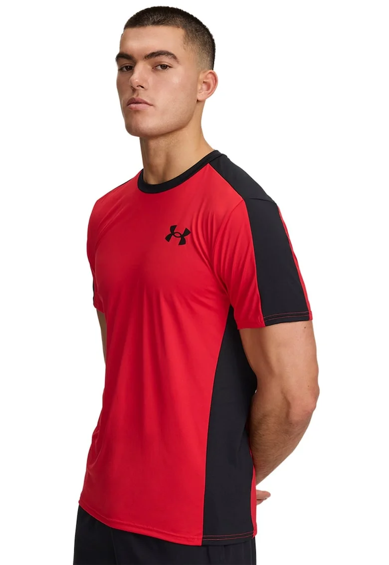 Tricou cu imprimeu logo, pentru fitness, Rosu/Negru