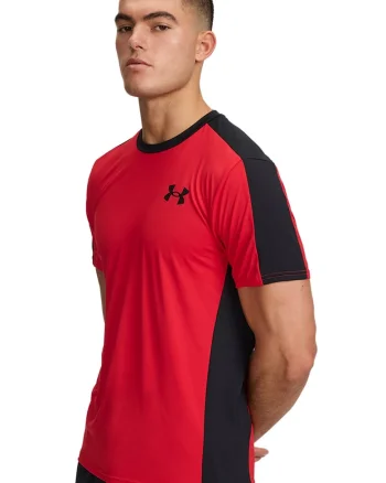 Tricou cu imprimeu logo, pentru fitness, Rosu/Negru