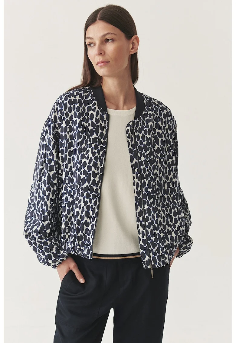 Jacheta bomber cu model, Alb/Bleumarin