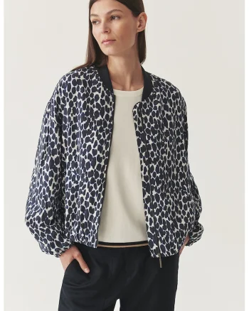 Jacheta bomber cu model, Alb/Bleumarin