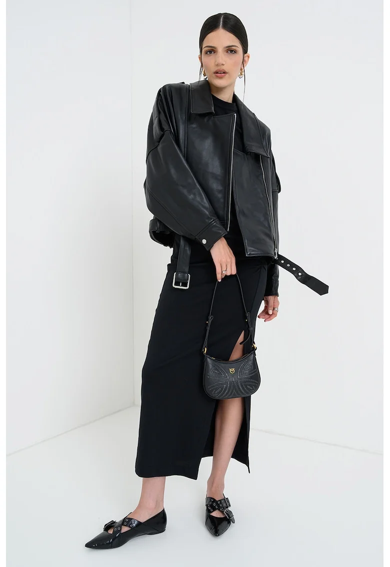 Jacheta biker de piele, Negru