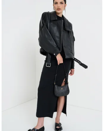 Jacheta biker de piele, Negru