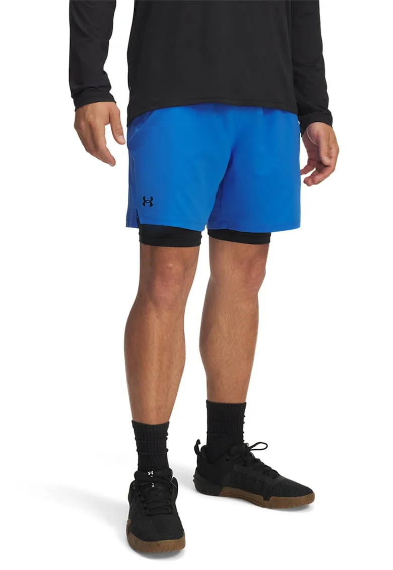 Pantaloni scurti cu model 2-in-1 pentru fitness Vanish, Albastru royal/Albastru