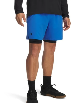 Pantaloni scurti cu model 2-in-1 pentru fitness Vanish, Albastru royal/Albastru