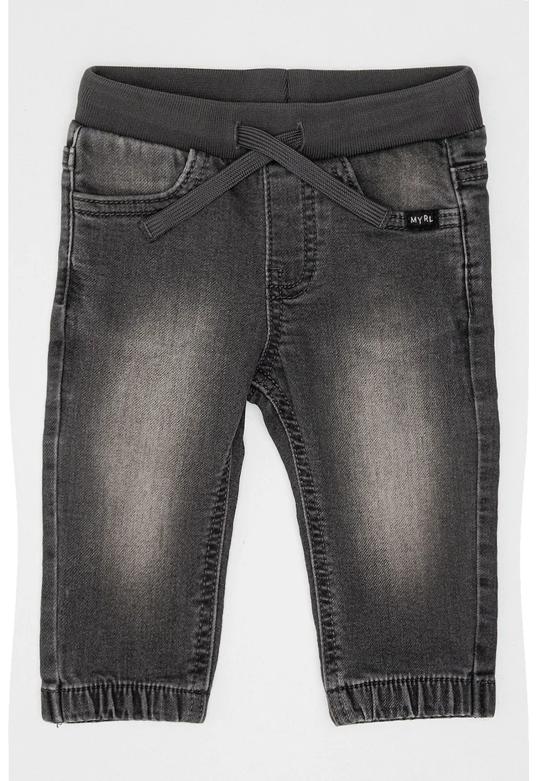 Bermude de denim cu aspect decolorat, Gri inchis