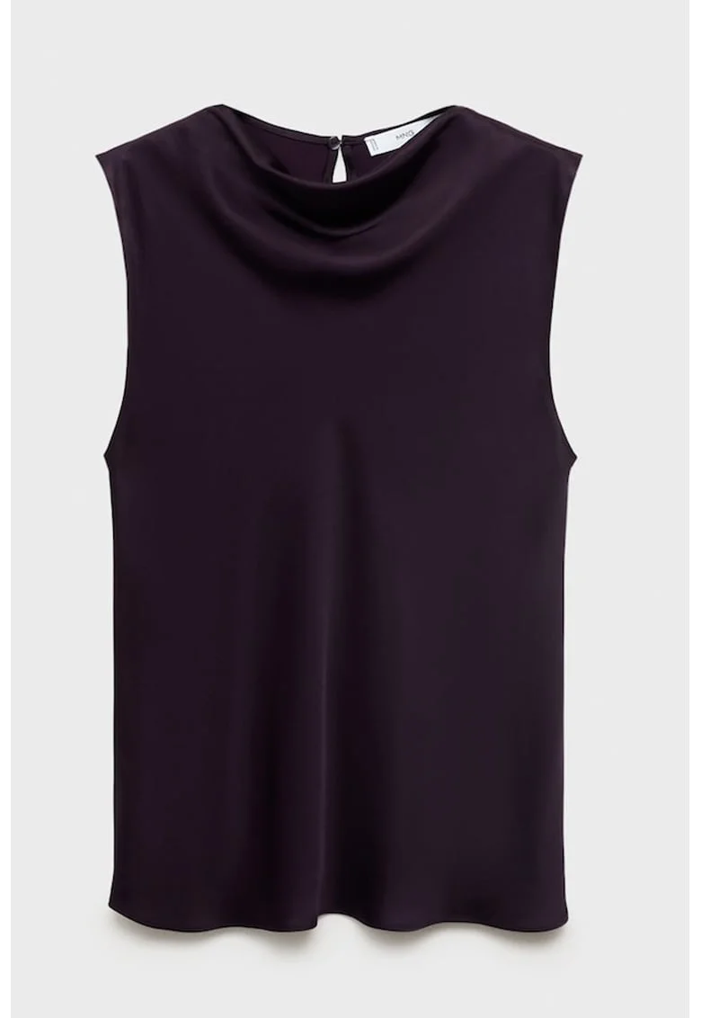 Top cu aspect satinat si decolteu drapat, Violet pruna