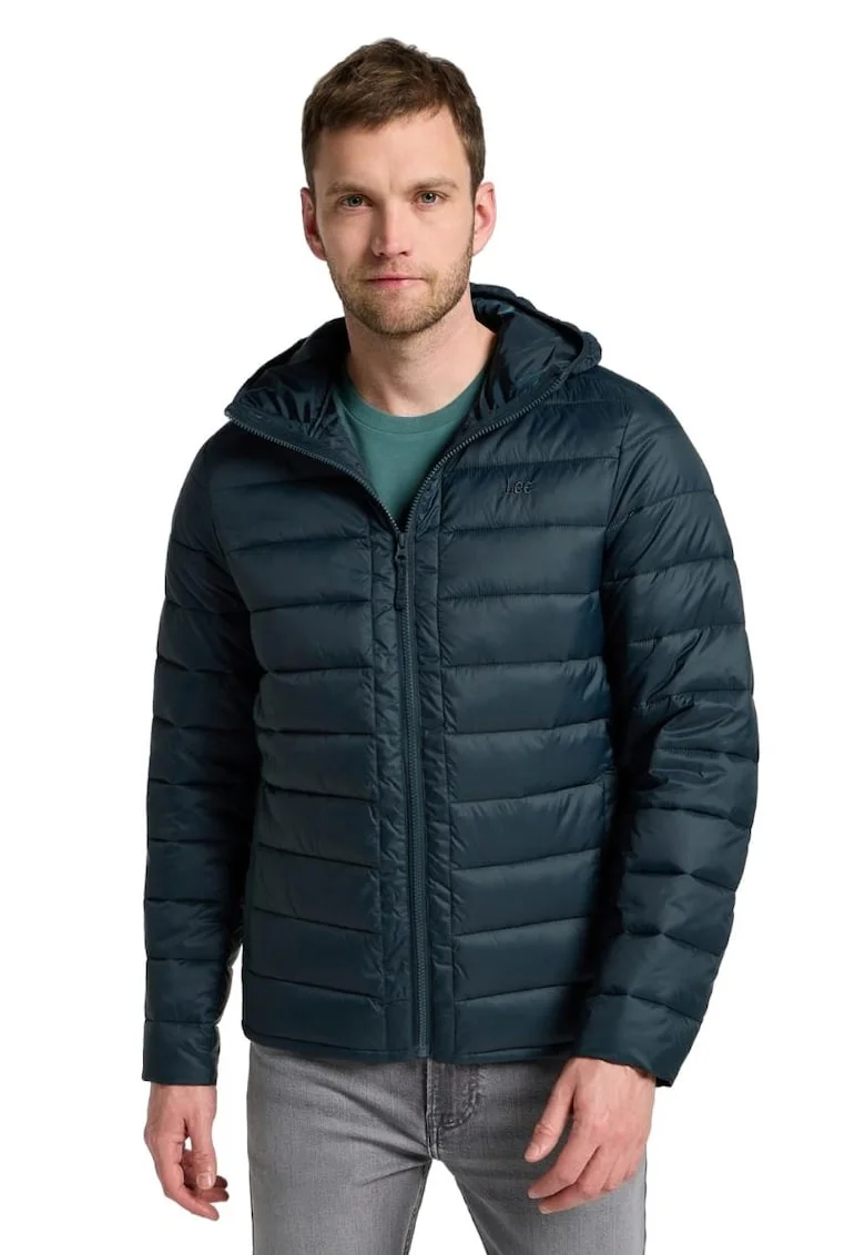 Jacheta puffer  Premium Quality, impermeabila, gluga, verde, poliester/poliamida
