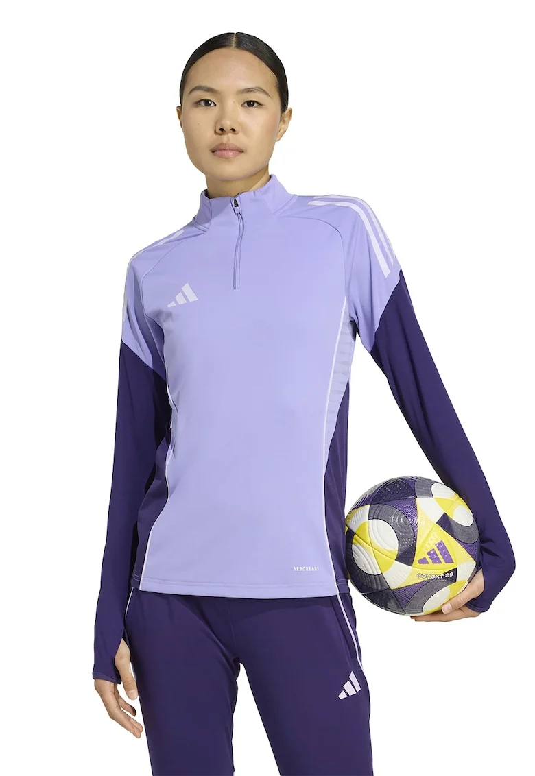 Bluza de trening slim fit cu fenta cu fermoar pentru fotbal Tiro25, Lila/Albastru indigo