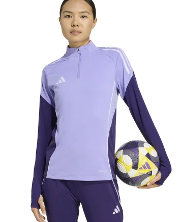 Bluza de trening slim fit cu fenta cu fermoar pentru fotbal Tiro25, Lila/Albastru indigo
