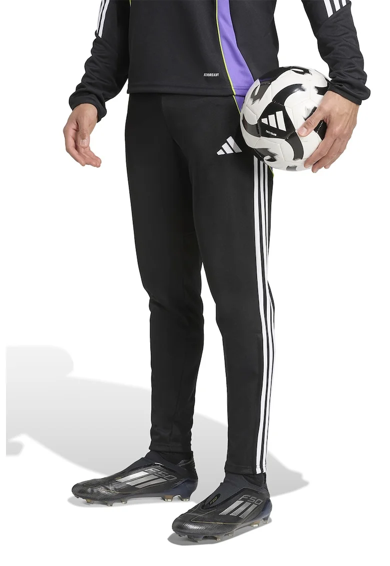 Pantaloni slim fit pentru fotbal Tiro24, Alb/Negru stins