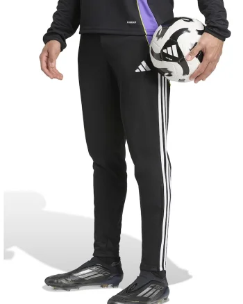 Pantaloni slim fit pentru fotbal Tiro24, Alb/Negru stins