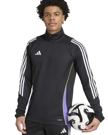 Bluza cu fenta cu fermoar pentru fotbal Trio24, Alb/Negru