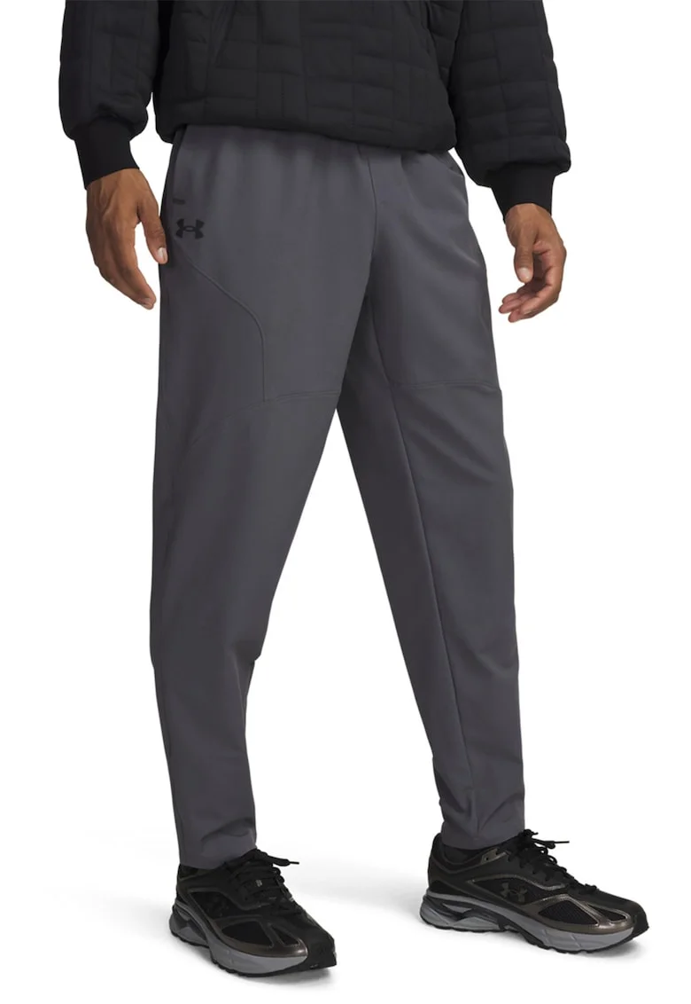 Pantaloni de trening cu croiala conica, pentru fitness Unstoppable, Gri inchis