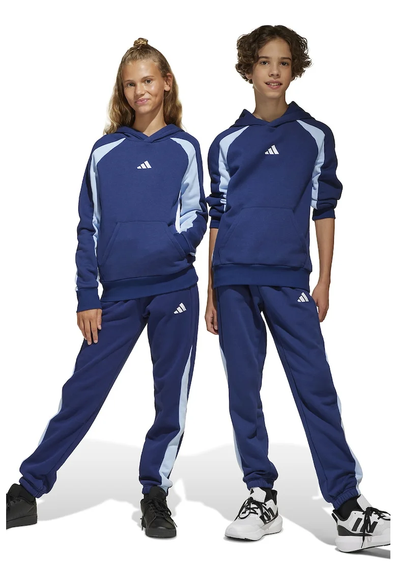 Pantaloni de trening cu insertii contrastante, Albastru inchis/Albastru deschis