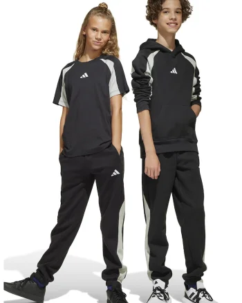 Pantaloni de trening cu insertii contrastante, Alb/Negru/Gri