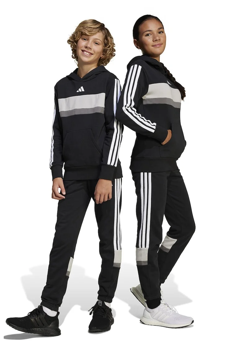 Pantaloni de trening din amestec de bumbac cu logo, Alb/Negru/Gri