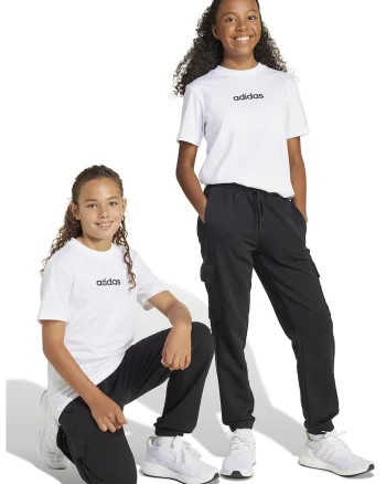 Pantaloni de trening cargo cu snur de ajustare in talie, Alb/Negru