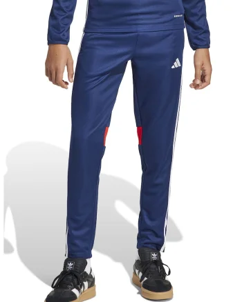 Pantaloni cu slituri laterale, pentru fotbal Tiro 25, Rosu/Alb/Bleumarin