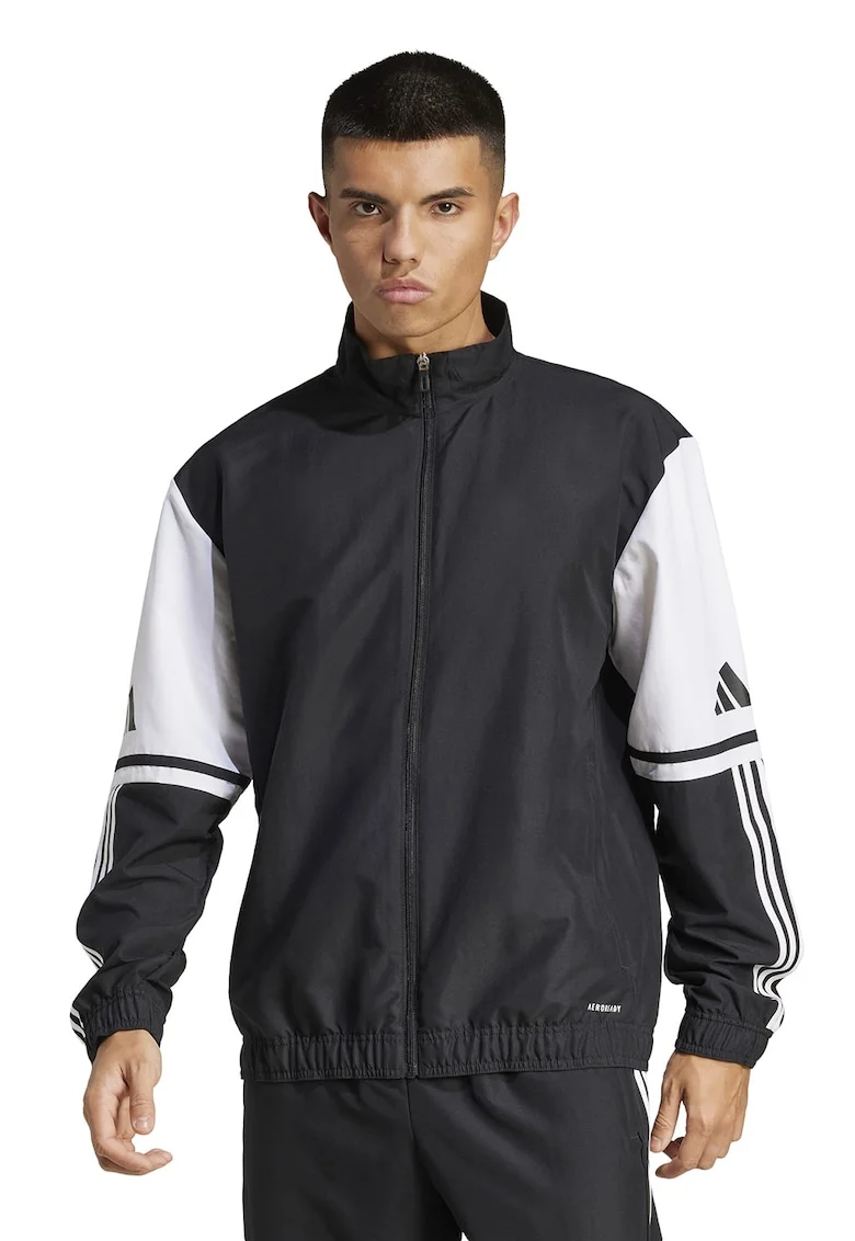 Bluza de trening cu fermoar, pentru fotbal, Alb/Negru