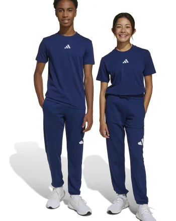 Pantaloni de trening cu logo si snur in talie Essentials, Alb/Albastru inchis