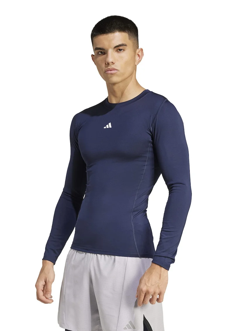 Bluza slim fit pentru fitness, Alb/Bleumarin