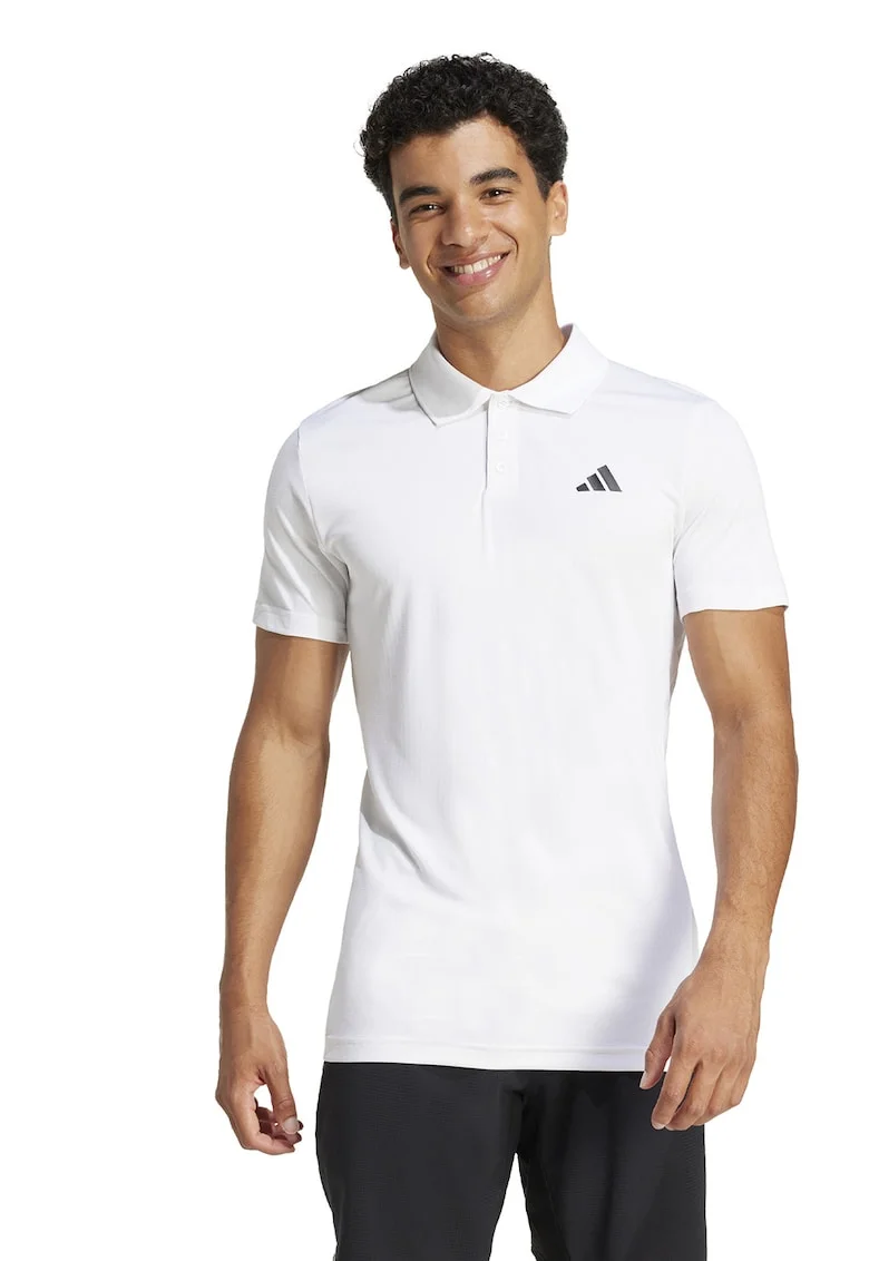 Tricou polo pentru tenis Free Lift, Negru/Alb optic