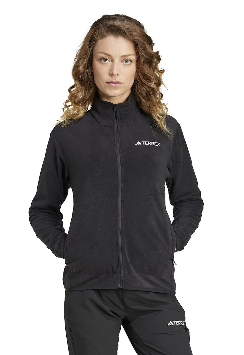 Bluza de trening cu fermoar, pentru drumetie, Negru