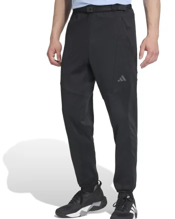 Pantaloni de trening cu buzunare laterale si logo, Negru