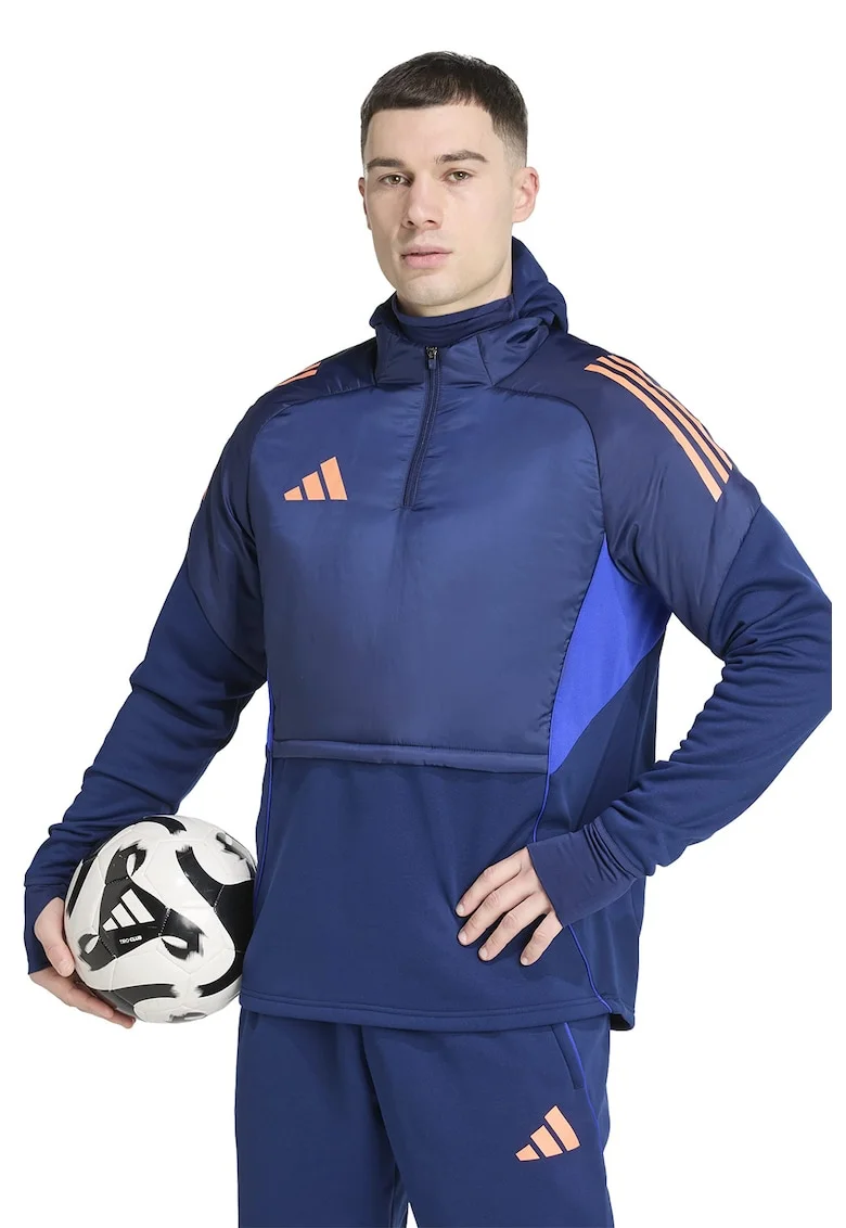 Bluza de trening cu fermoar pentru fotbal, Albastru inchis