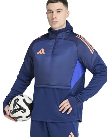 Bluza de trening cu fermoar pentru fotbal, Albastru inchis