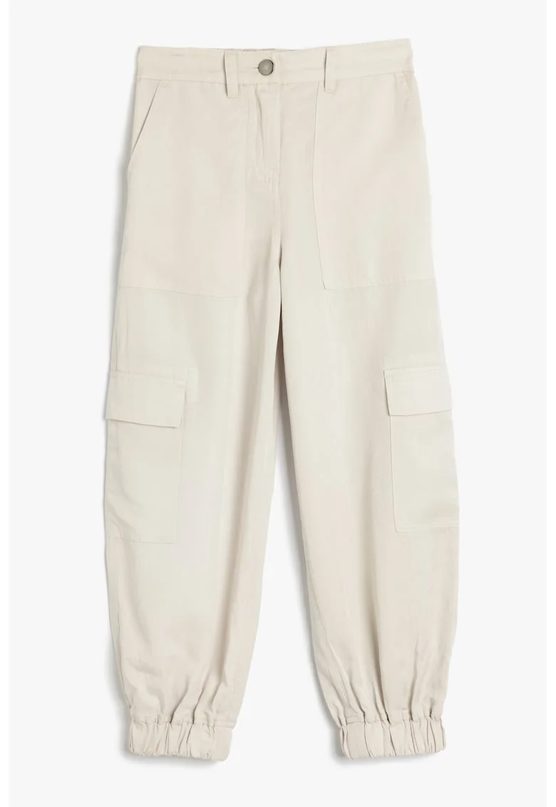 Pantaloni cargo din lyocell, Alb fildes