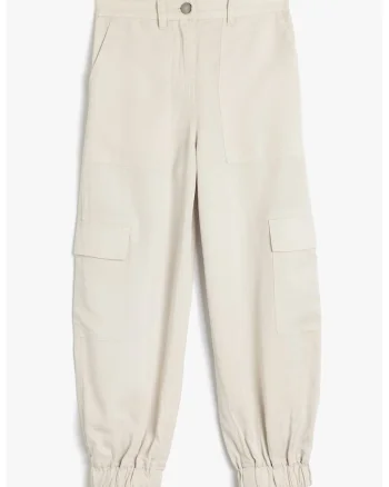 Pantaloni cargo din lyocell, Alb fildes