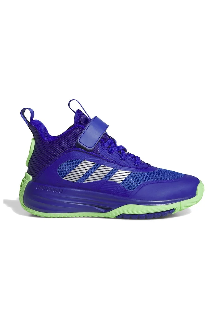 Pantofi Own The Game 3.0 cu bareta velcro pentru baschet, Albastru royal/Verde lime