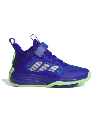 Pantofi Own The Game 3.0 cu bareta velcro pentru baschet, Albastru royal/Verde lime