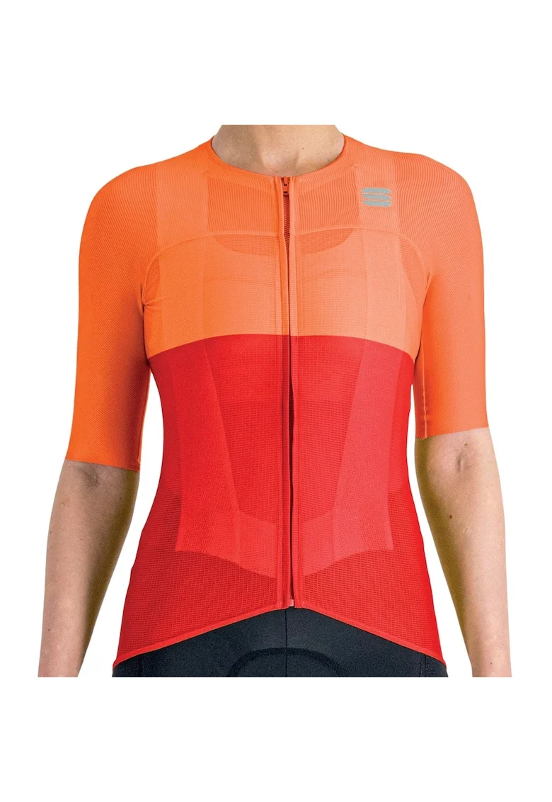 Tricou ciclism dama  Pro Rosu/Portocaliu, Rosu