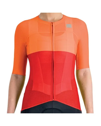 Tricou ciclism dama  Pro Rosu/Portocaliu, Rosu