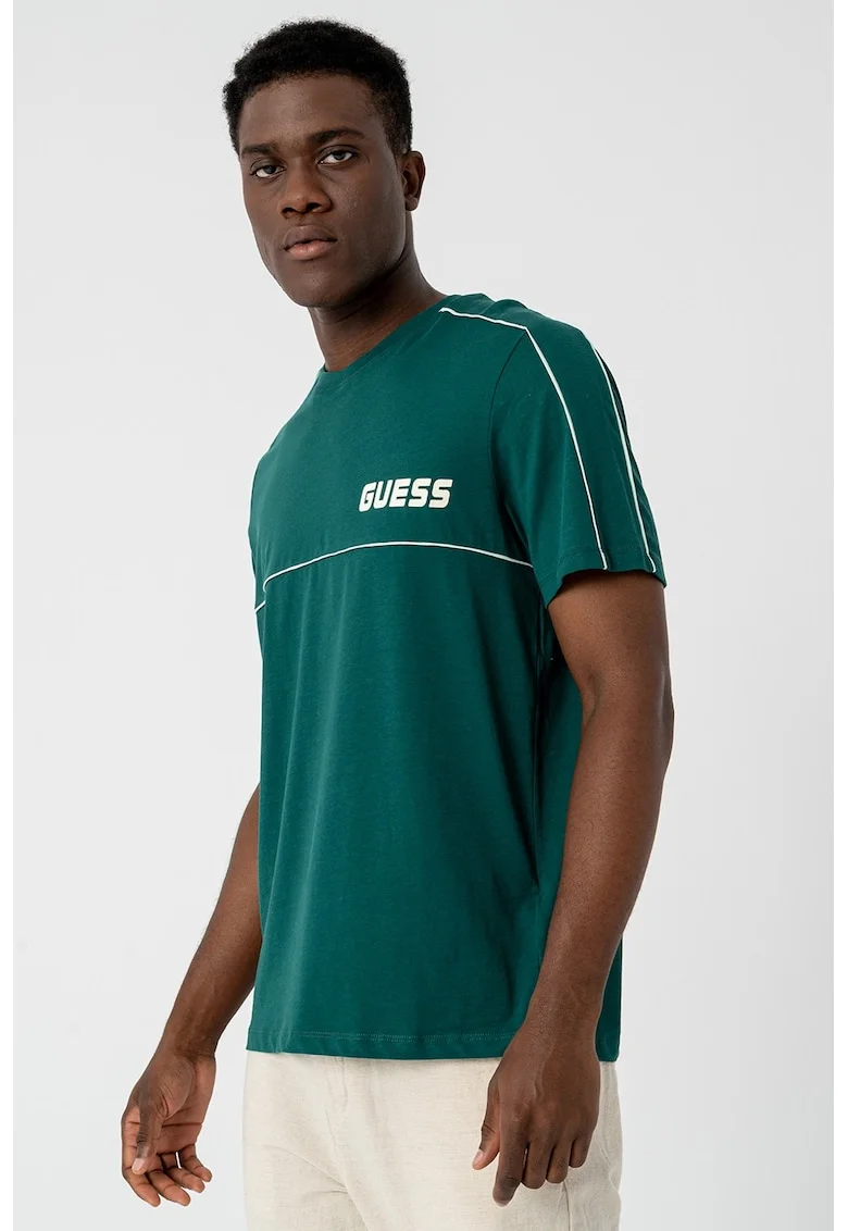 Tricou din bumbac cu logo, Verde pal/Verde englez