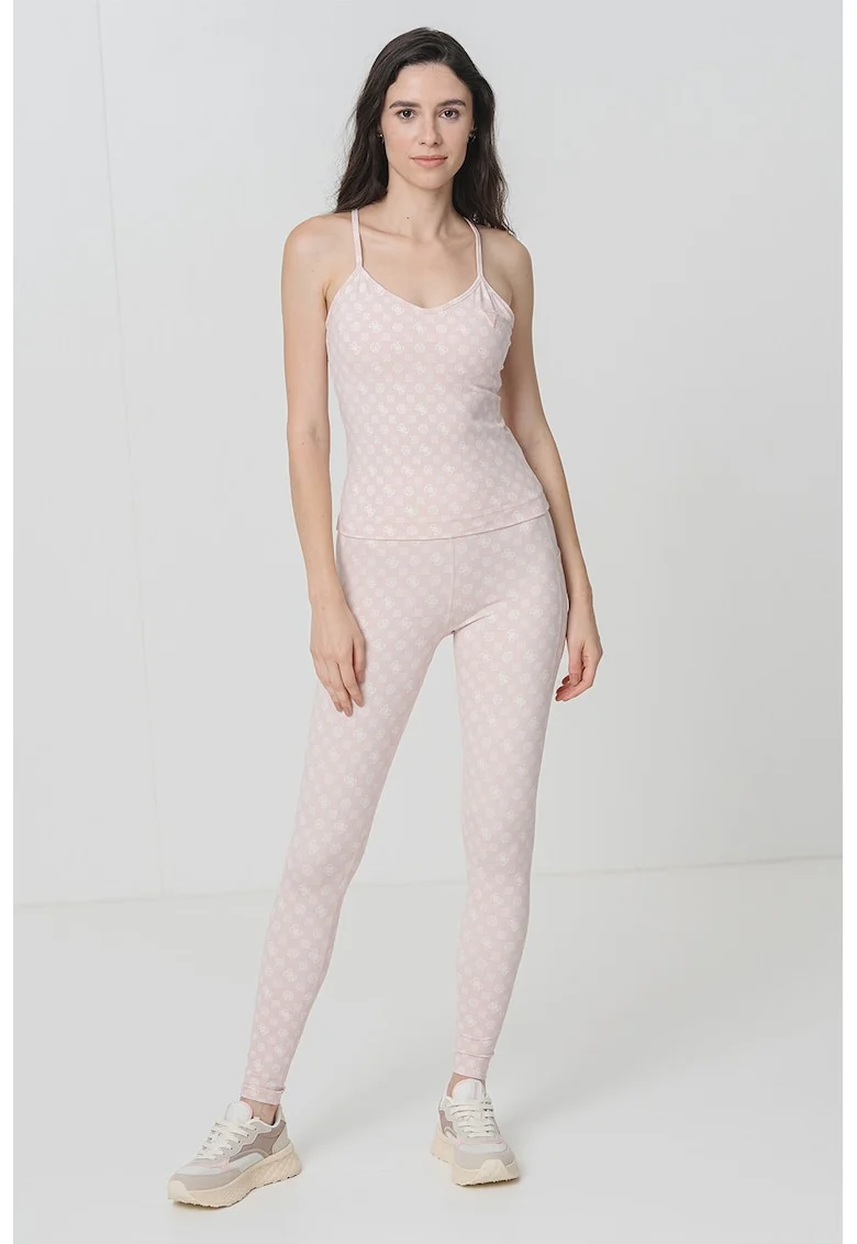 Top slim fit pentru fitness, Roz pastel/Crem