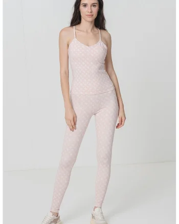 Top slim fit pentru fitness, Roz pastel/Crem