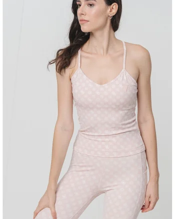 Colanti cu model monograma, Roz pastel/Alb murdar
