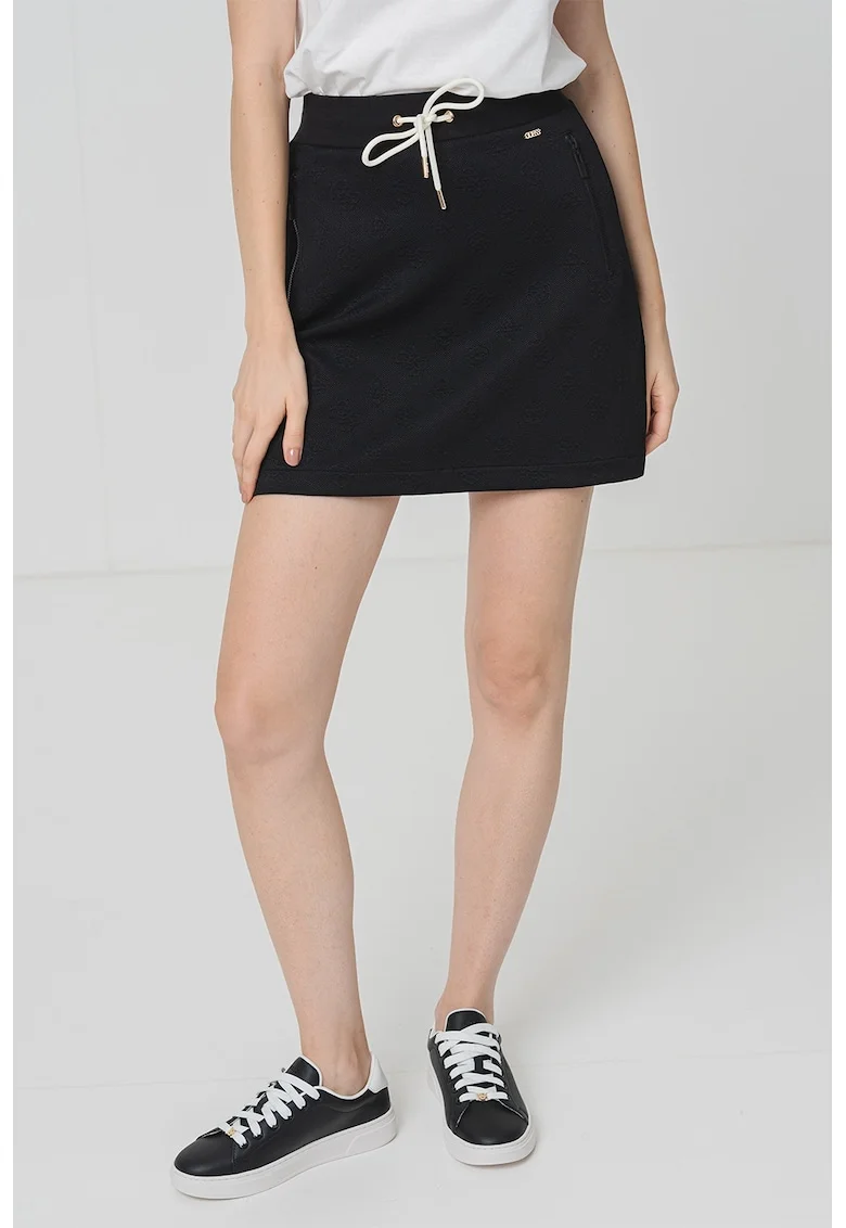 Fusta mini cu snur in talie, Negru