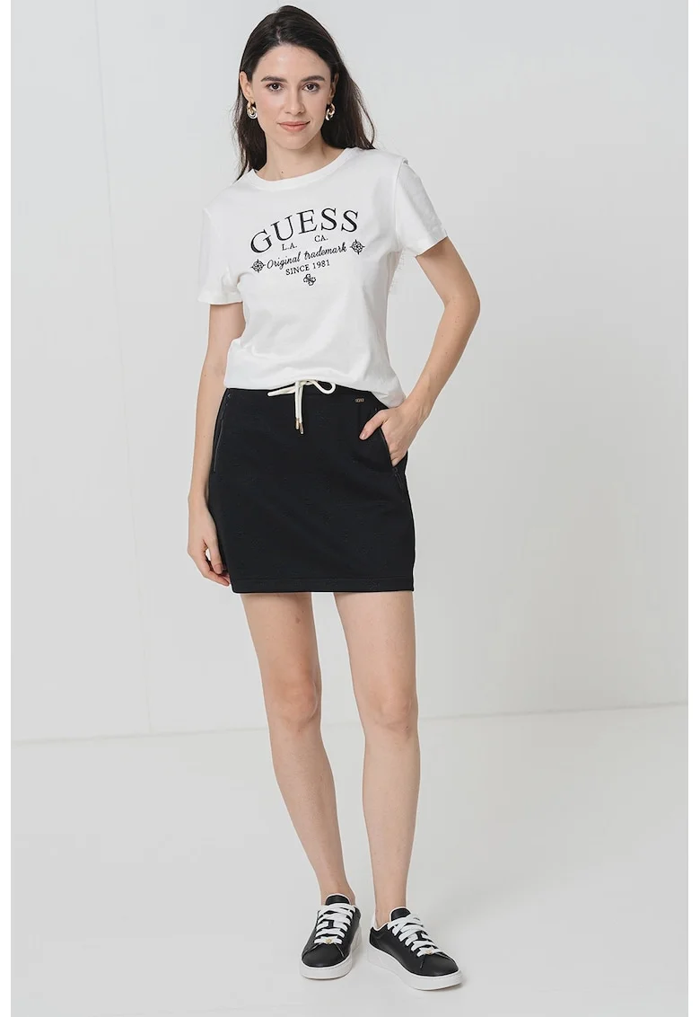 Tricou din bumbac cu logo, Negru/Alb murdar