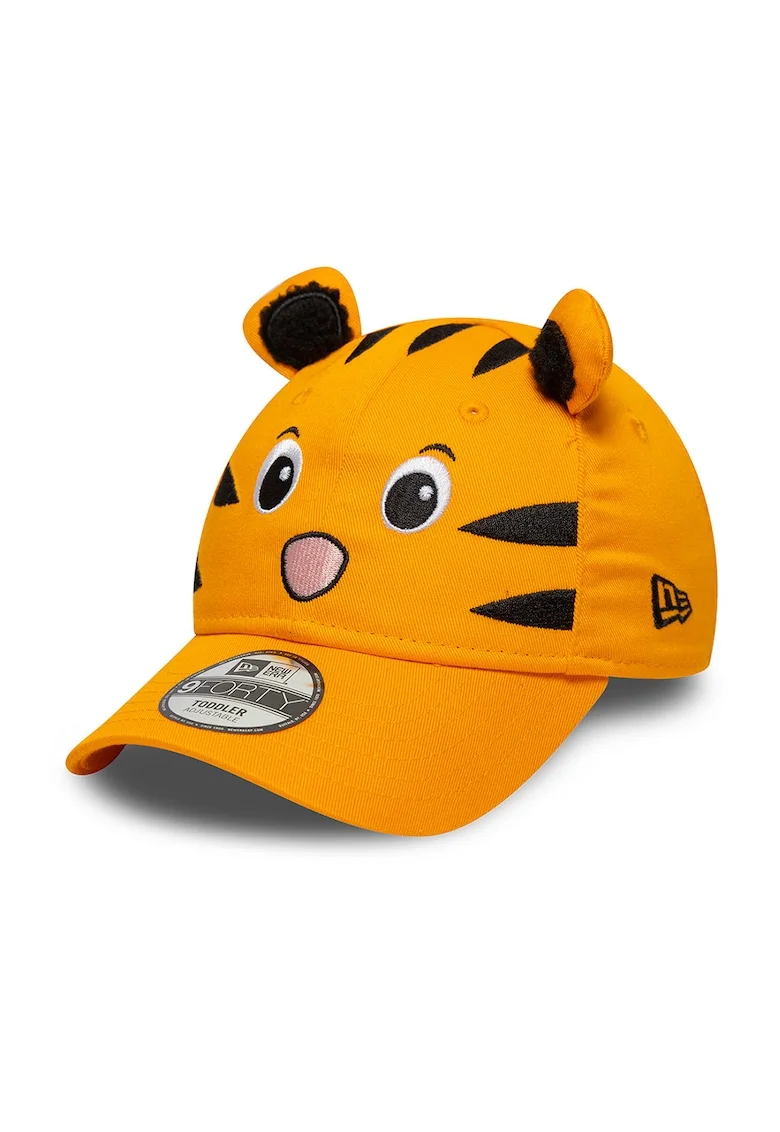 Sapca baseball din bumbac cu urechi, Negru/Portocaliu