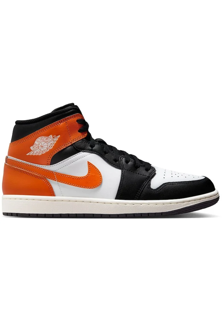 Pantofi sport  Air Jordan 1 Mid 48093, Alb/Negru/Portocaliu