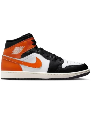 Pantofi sport  Air Jordan 1 Mid 48093, Alb/Negru/Portocaliu