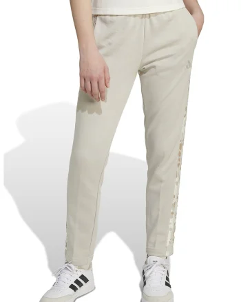 Pantaloni de trening cu benzi laterale cu model si snur, Alb/Caramel/Bej deschis