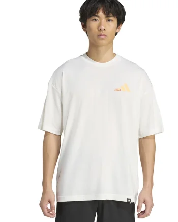 Tricou lejer cu imprimeu grafic pe partea din spate, pentru antrenament, Galben pai/Alb murdar/Roz pal