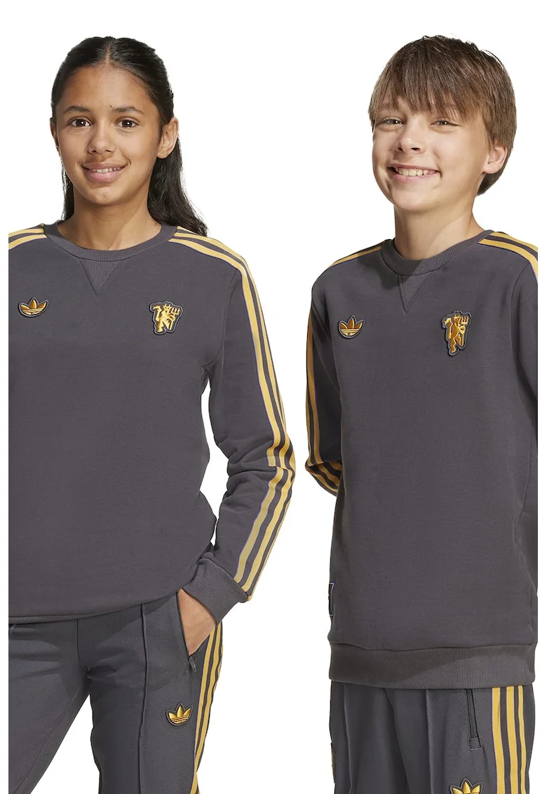 Bluza cu logo contrastant pentru fotbal Manchester United, Galben pai/Gri antracit